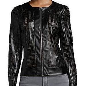 Faux Leather Grid Jacket